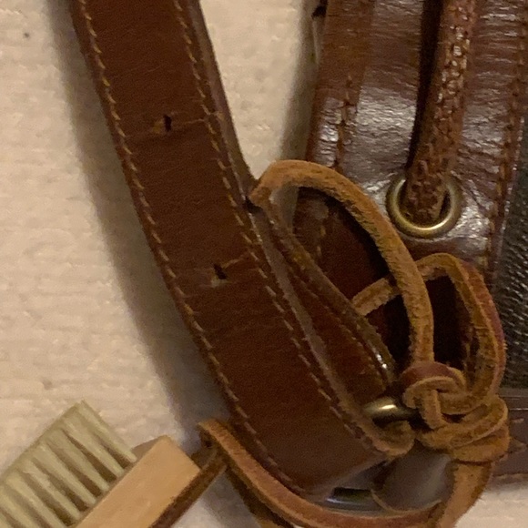 RALPH LAUREN Tartan Plaid Large Leather Drawstring Bucket Shoulder Bag VINTAGE - Picture 10 of 16